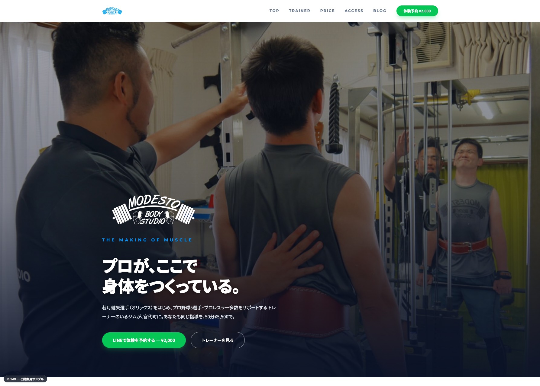 MODESTO BODY STUDIO の制作画面
